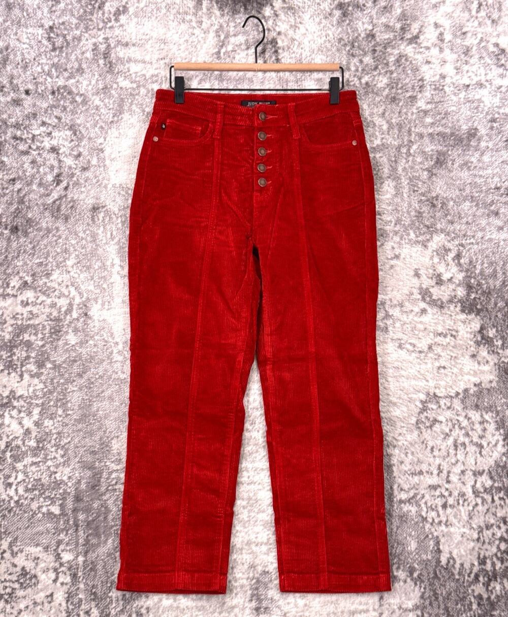 Judy Blue Ankle Straight Pants 7 / 28 Womens Burnt Orange Corduroy